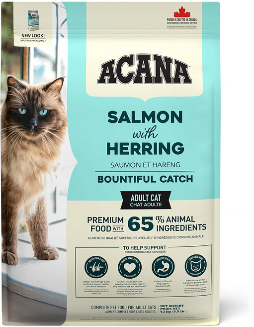 ACANA 愛肯拿 豐盛漁獲貓糧, 野生鮭魚 + 鯡魚 + 鱈魚 + 紅鱒魚, 4.5kg, 1袋