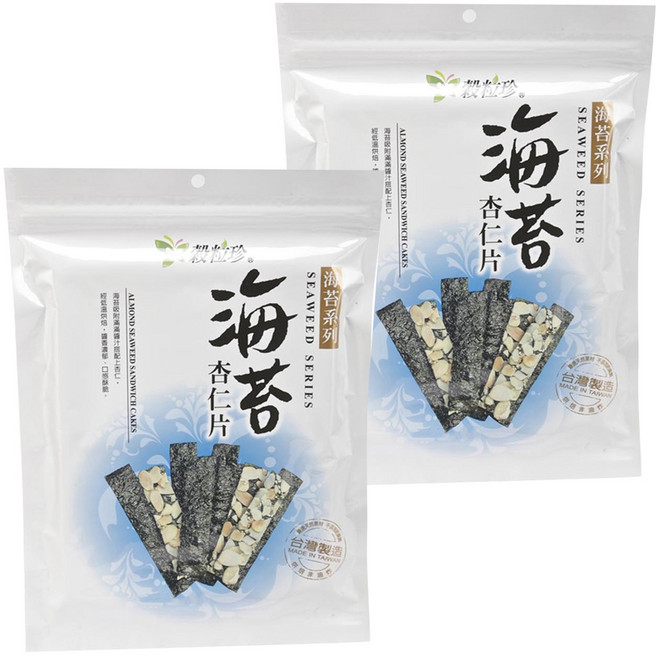 榖粒珍 海苔原味杏仁片, 40g, 2包