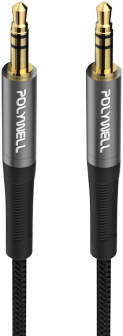 POLYWELL 寶利威爾 公對公 三極 3.5mm 立體聲音源線, PW15-W52-B115, 黑色, 1條