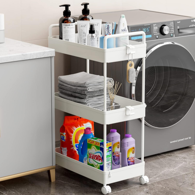 써뉴즈 홈 이동식 틈새 트롤리 3단, 화이트