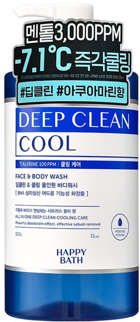 해피바스 딥클린 & 쿨링 올인원 바디워시 시트러스 쏠티향, 900g, 1개