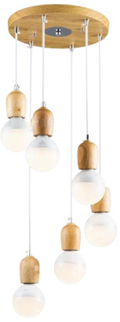 北歐風原木餐廳吊燈六燈, 原木色