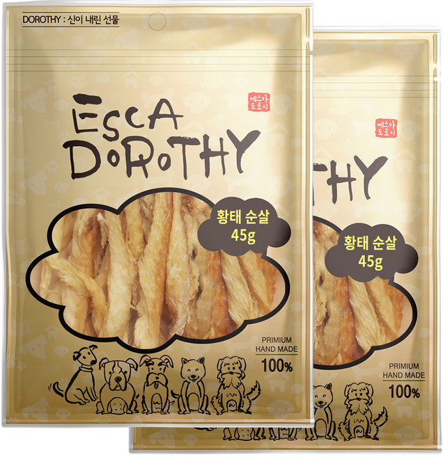 에스카도로시 강아지 수제간식, 황태순살, 45g, 2개
