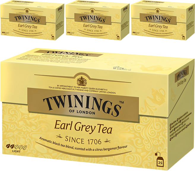 TWININGS 唐寧茶 盒裝伯爵紅茶茶包, 2g, 25包, 4盒