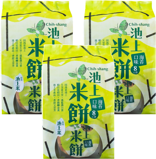 池上鄉農會 池上米餅 海苔口味, 136g, 3袋