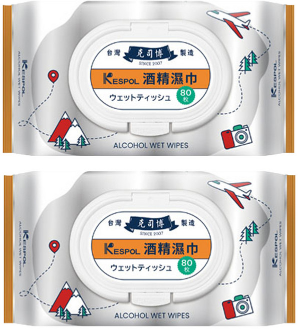 克司博 酒精濕巾 加蓋, 1入, 2包
