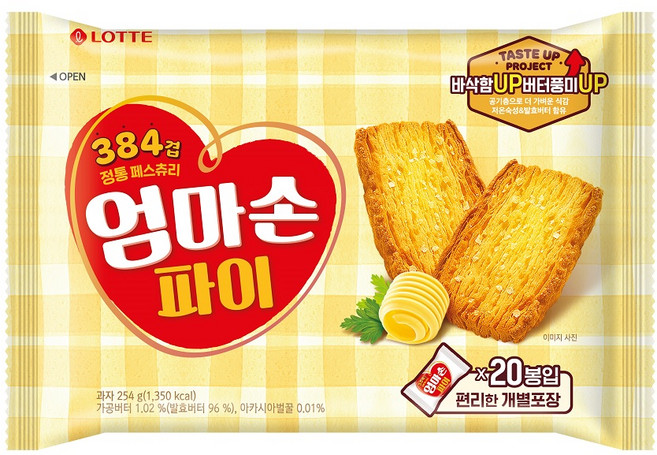 롯데웰푸드 엄마손파이, 254g, 1개