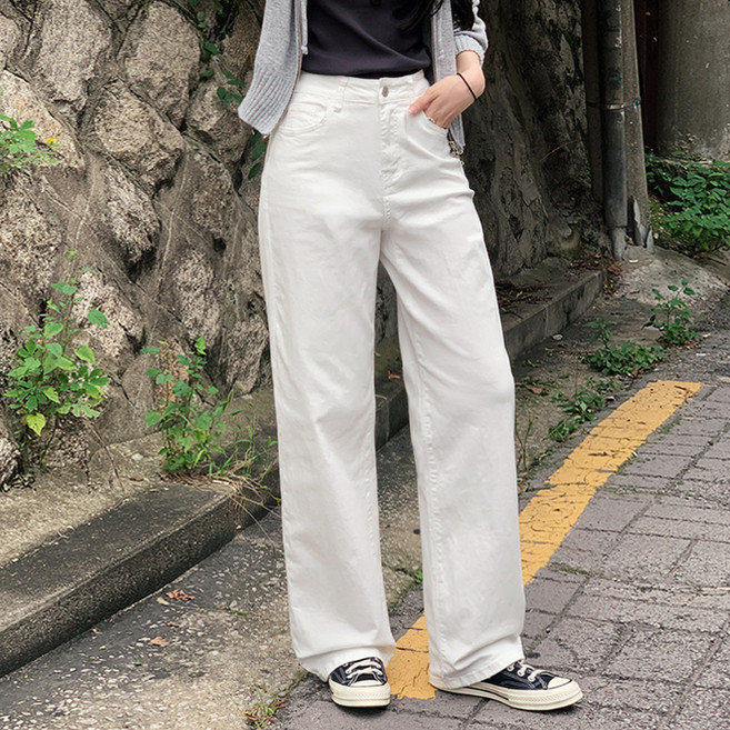 NEEDSOME 女款長版/短版Together水洗半寬版牛仔褲