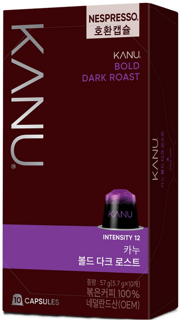 카누 볼드 다크 로스트 네스프레소 호환 캡슐 커피, 5.7g, 10개입, 1개