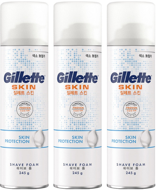 질레트 스킨텍 쉐이빙 폼, 245g, 3개