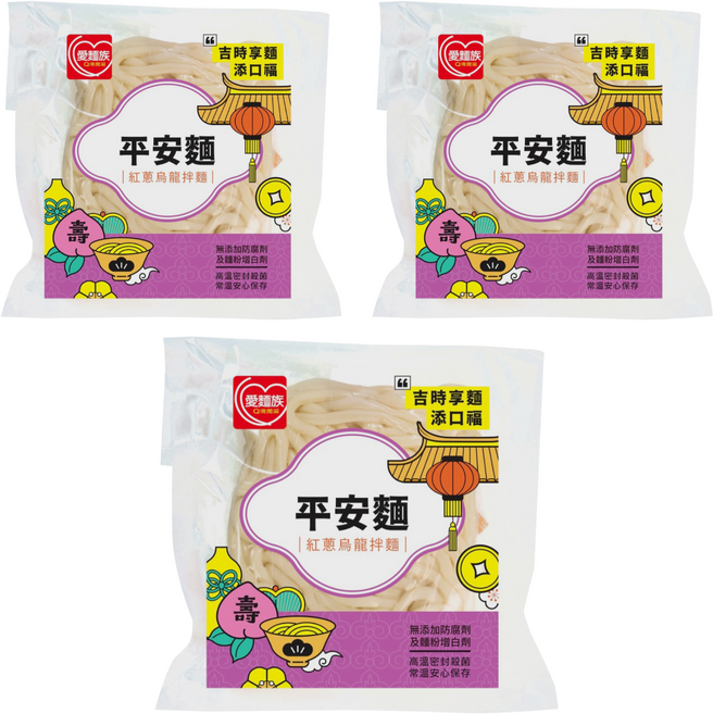 愛麵族 紅蔥烏龍拌麵 常溫保存, 233g, 3個