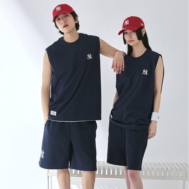 뉴에라 남녀공용 MLB 베이직 로고 뉴욕 양키스 오버핏 민소매 티셔츠 1517077