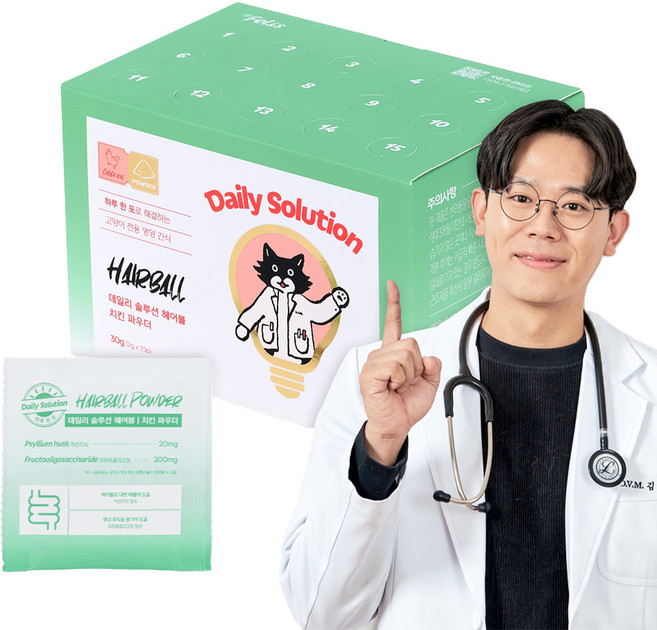 닥터펠리스 고양이 데일리 솔루션 파우더 영양제, 15회분, 헤어볼+장건강, 1개