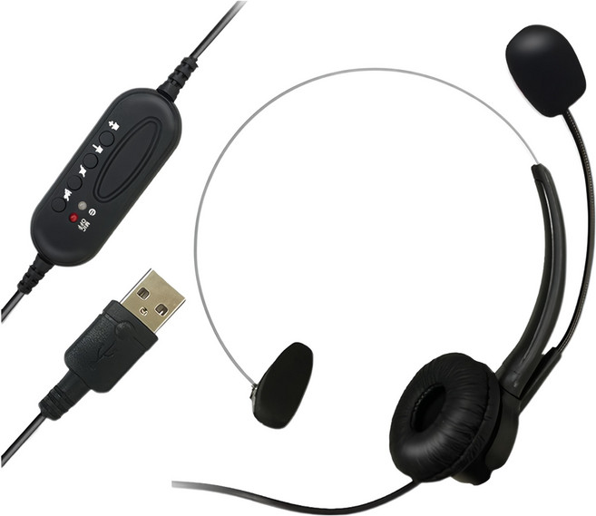 ziya 智雅科技 Wired 頭戴式 耳機 Single-Ear With Mic 3.5mm Jack In-line Controls Rotatable Mic 黑色 辦公商務專用