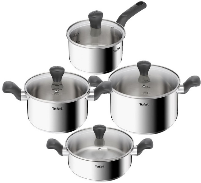 테팔 인덕션 이지쿡 냄비 4개, 스테인리스 스틸, 편수냄비 16cm + 양수냄비 20cm + 양수냄비 24cm  + 전골냄비 24cm, 1세트