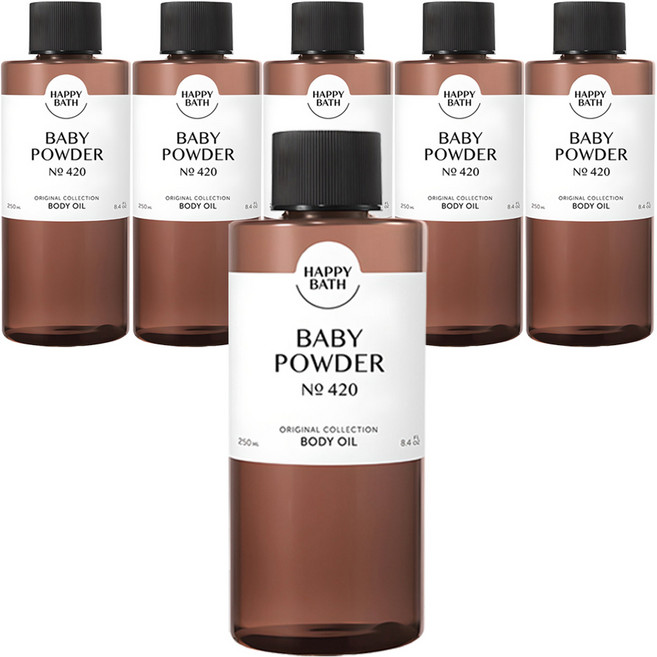 HAPPY BATH 經典系列身體油 嬰兒爽身粉香, 250ml, 6個