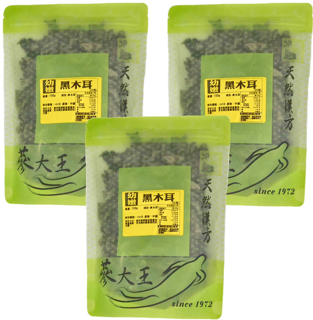 蔘大王 幼嫩黑木耳/川耳, 100g, 3包