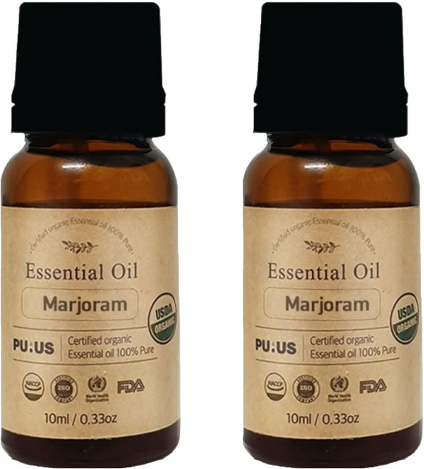 퓨어스 유기농 에센셜 오일 마조람, 10ml, 2개
