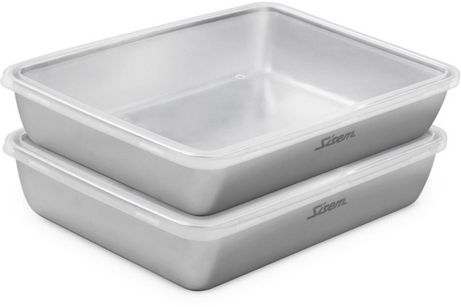 시샘 스텐 사각 트레이, 트레이 + 커버, 2개