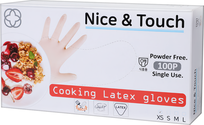 Nice&Touch 萬用料理乳膠手套, 白色, 中(M), 1盒