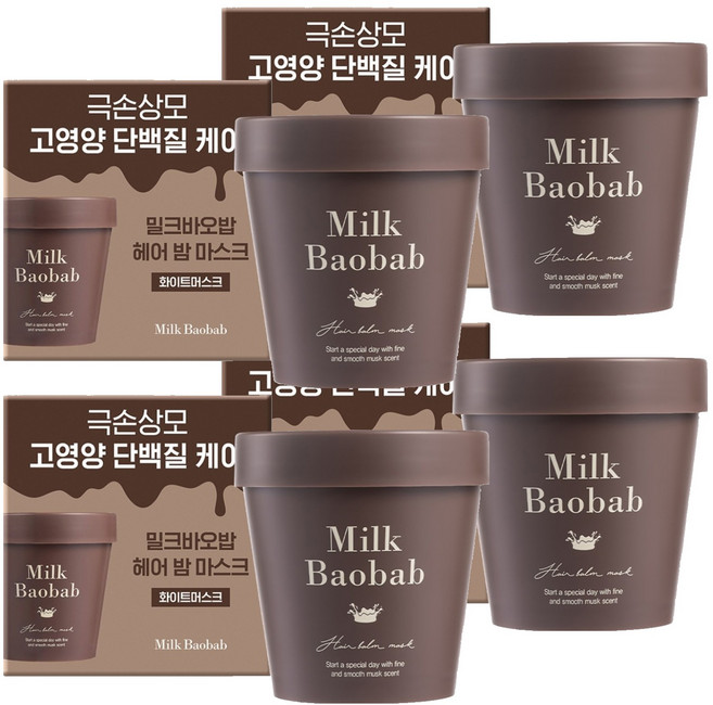 밀크바오밥 헤어 밤 마스크 팩, 200ml, 4개