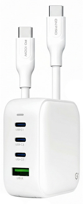 ONPRO 100W GaN 氮化鎵4孔PD快充充電器 UC-G1 6.3 x 6.3 x 3.1cm 202g, 冰雪白, 1個