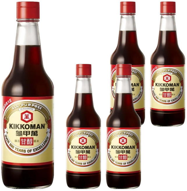 KIKKOMAN 龜甲萬 純釀造甘醇醬油 傳統釀造技術 提升菜餚鮮味, 500ml, 5瓶