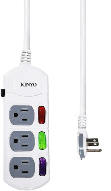 Kinyo 3開3插延長線 3孔, 1個, 2.7m, 白色