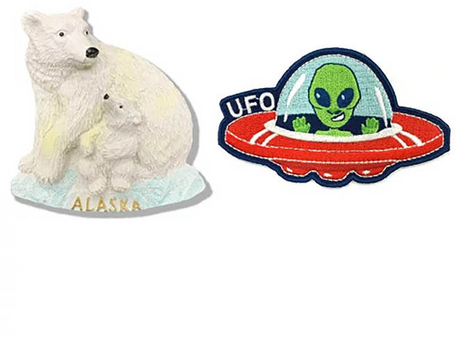 A-ONE 匯旺 美國阿拉斯加熊療癒磁鐵 + 美國 外星人UFO Set 2個, 阿拉斯加熊 + 外星人UFO