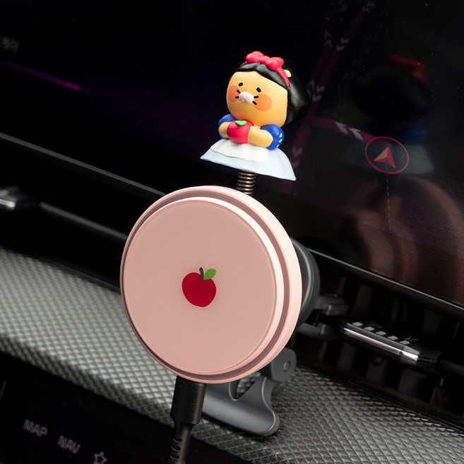 카카오프렌즈 날아라 차량용 무선 맥세이프 마그네틱 고속 충전기, 백설춘식, WKFWCM-CWC-CB-CHOONSIK-PK