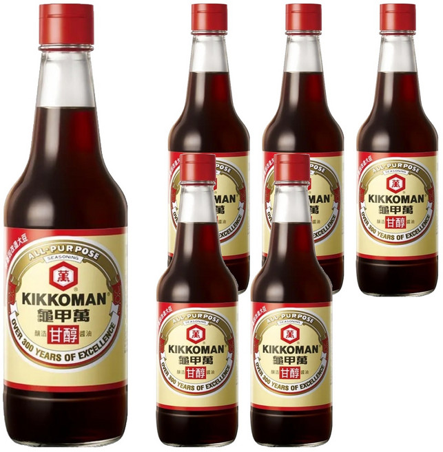 KIKKOMAN 龜甲萬 純釀造甘醇醬油 傳統釀造技術 提升菜餚鮮味, 500ml, 6瓶