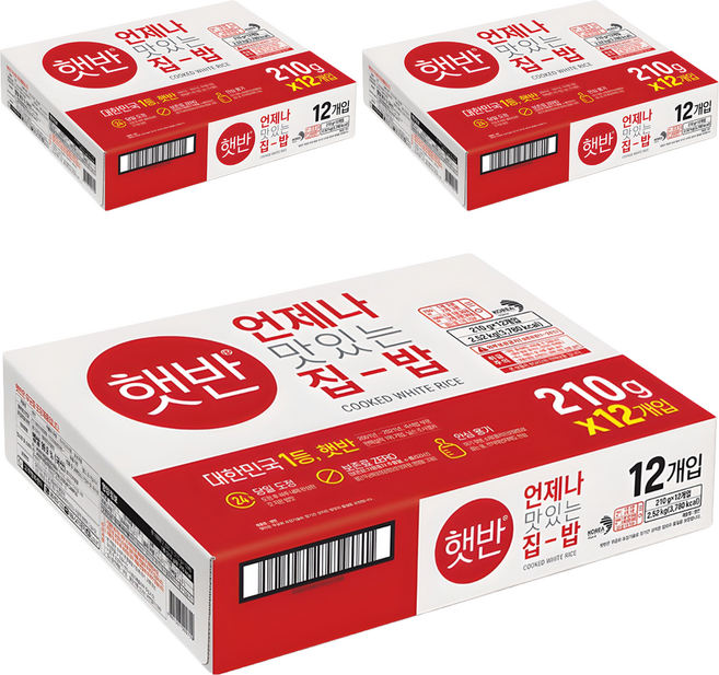 햇반 백미밥, 210g, 36개