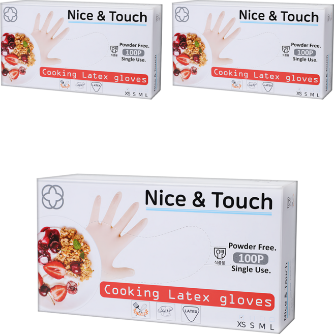 Nice&Touch 萬用料理乳膠手套, 白色, 中(M), 3盒