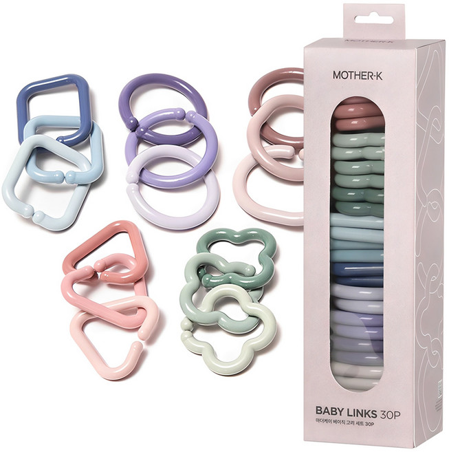 마더케이 유아용 베이직 고리 치발기 30p, 세모 + 클로버 + 네모 + 동그라미 + 타원, 혼합색상, 1세트