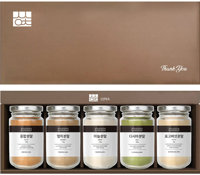 신선약초 조미료 홍합 + 멸치 + 마늘 + 다시마 + 표고버섯 분말 선물세트, 1세트