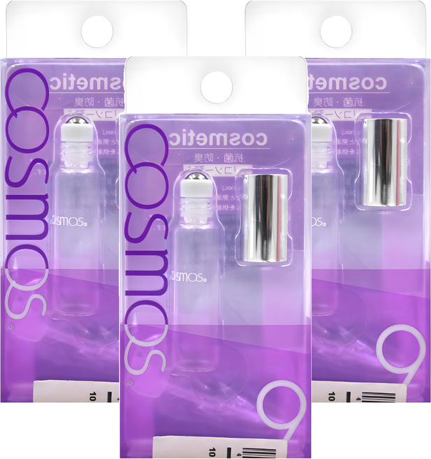 台灣 COSMOS 果凍 玻璃滾珠香水瓶 5ml, 透明色, 3個