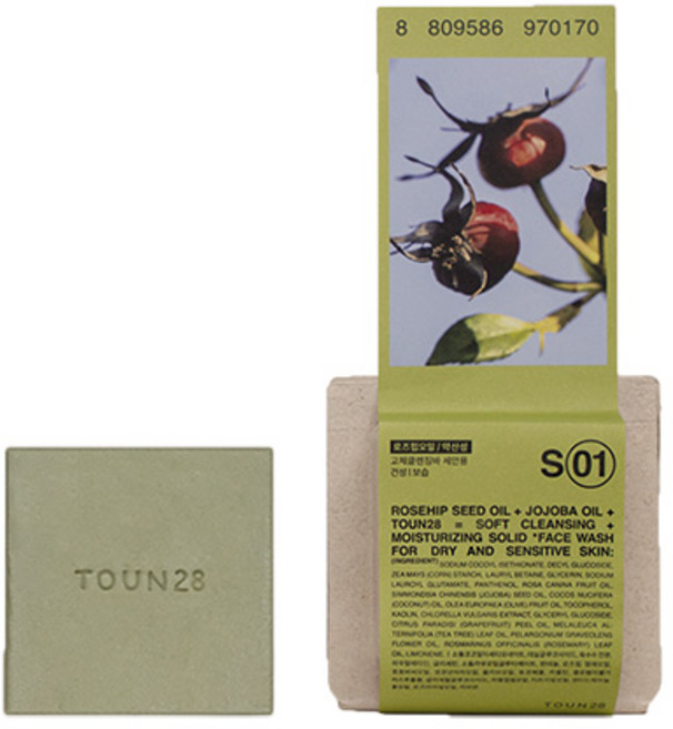 TOUN28 玫瑰果+荷荷巴油乾性肌膚用洗面香皂 S1, 100g, 1個