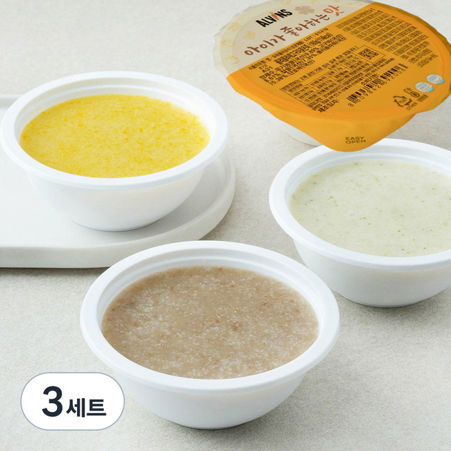 엘빈즈 클래식 냉장 이유식 초기2(만 5~6개월) A세트, (닭가슴살브로콜리묽은죽 + 아보카도당근묽은죽 + 한우사과묽은죽 + 콜리플라워고구마묽은죽) x 160g, 3세트