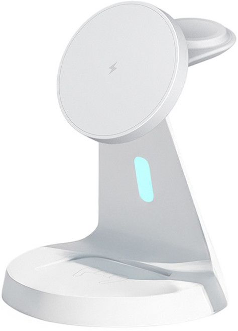 뉴클 3IN1 맥세이프 마그네틱 무선 고속충전 스탠드 충전기, 화이트