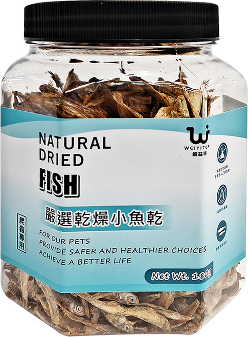 WEIYITER 維益特 台灣公司貨 嚴選乾燥小魚乾 爬蟲專用, 180g, 1罐