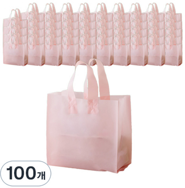 마켓감성 테이크아웃 컬러 포장 가방, 핑크, 100개