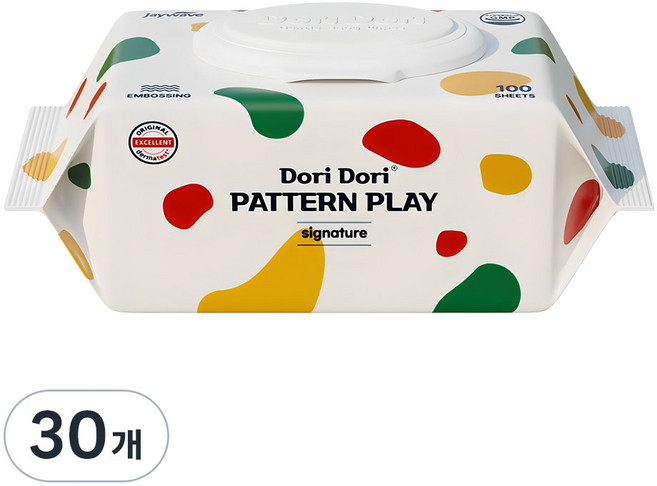 도리도리 패턴플레이 시그니처 아기물티슈 캡형, 50g, 100매, 30개
