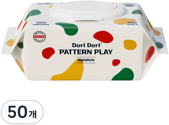 도리도리 패턴플레이 시그니처 아기물티슈 캡형, 50g, 100매, 50개