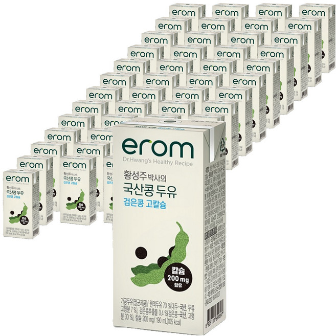 이롬 황성주 박사의 국산콩 두유 검은콩 고칼슘, 190ml, 72개