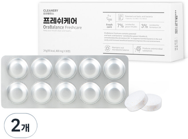 클리너리 정품 오라밸런스 프레쉬케어 비피더스균 구강유산균 24g, 30정, 2개