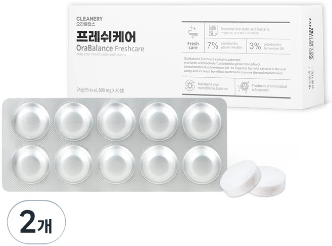 클리너리 정품 오라밸런스 프레쉬케어 비피더스균 구강유산균 24g, 30정, 2개 - 쿠팡
