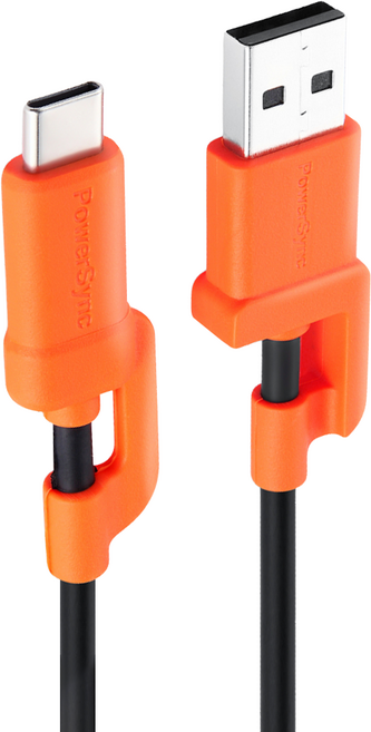 PowerSync 群加 USB A TO C 快充傳輸線 3A C2A-CB010, 1m, 黑色 + 橘色, 1條