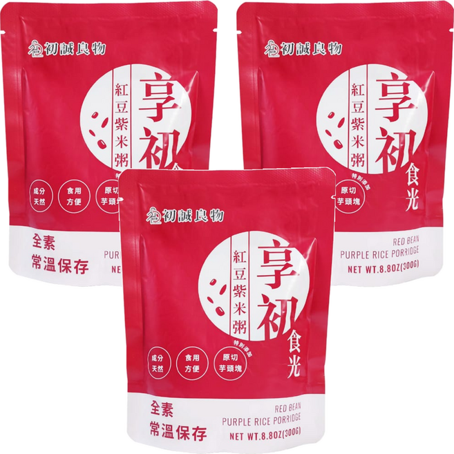 初誠良物 紅豆紫米粥, 300g, 3包