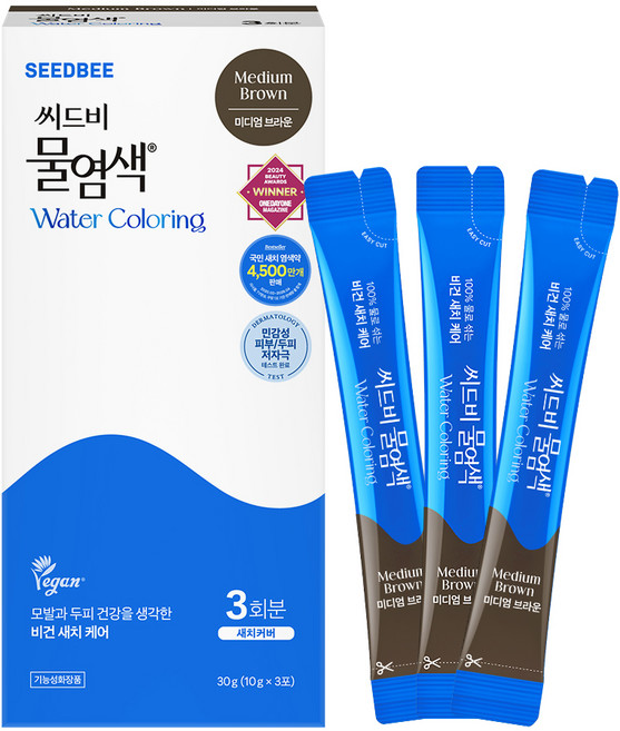 SEEDBEE 頭皮養護草本水染髮, 1個, 中棕色