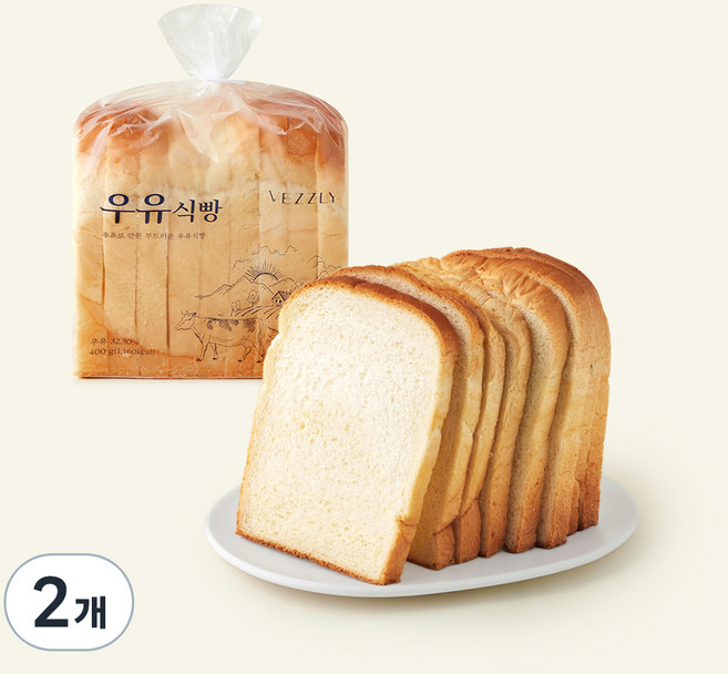 베즐리 우유식빵, 400g, 2개